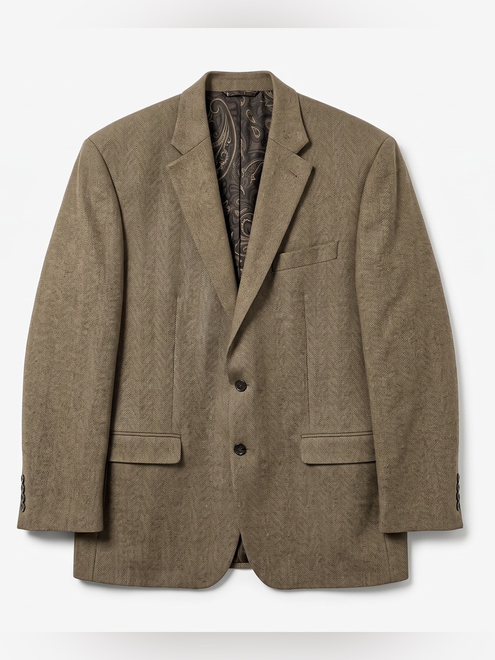 Lauren Ralph Lauren Blazer Men’s 42R Brown Wool Cashmere Herringbone Sport Coat